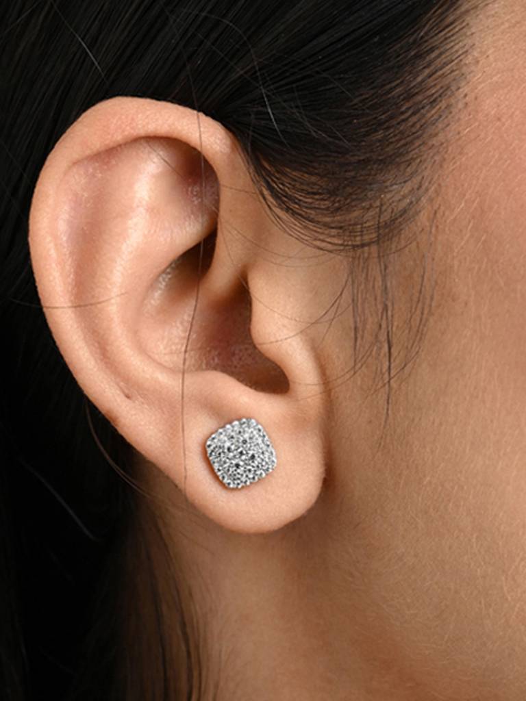 Clara Silver Queen Of Diamonds Earrings : CSPSE60
