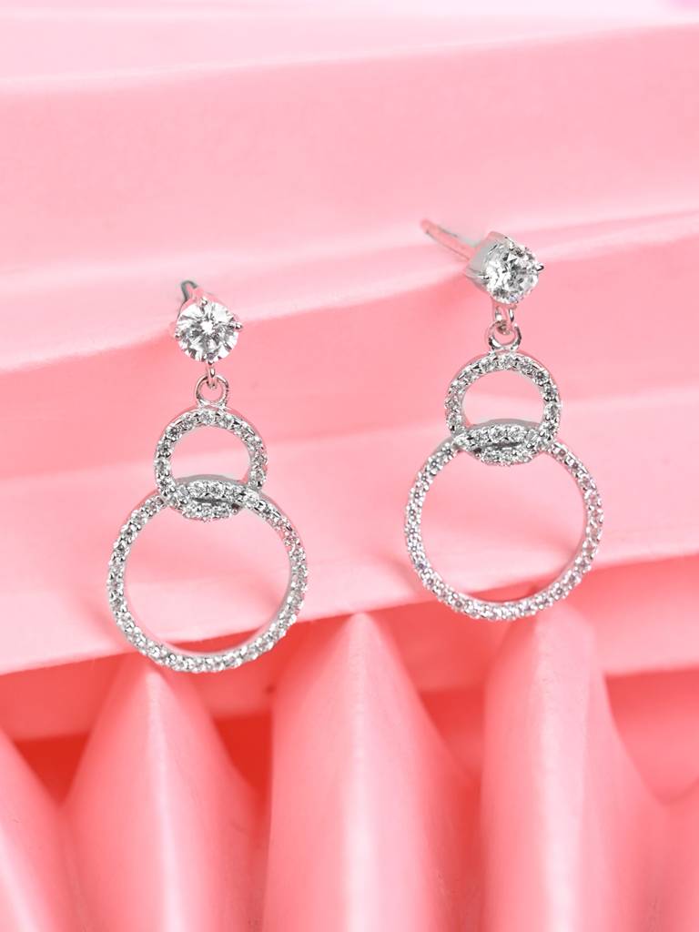 Clara 925 Silver Interlocked Earrings Sterling Silver Silver