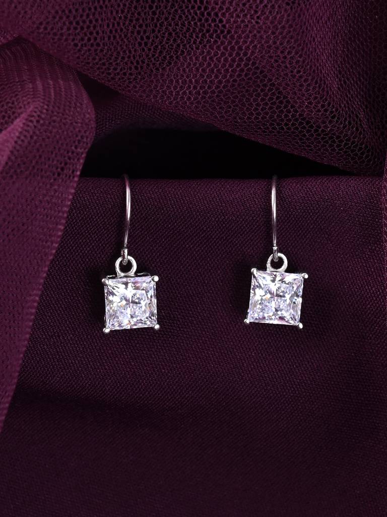 Clara Silver Russo Solitaire Earrings : CSPSE90