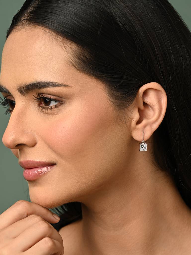 Clara Silver Russo Solitaire Earrings : CSPSE90