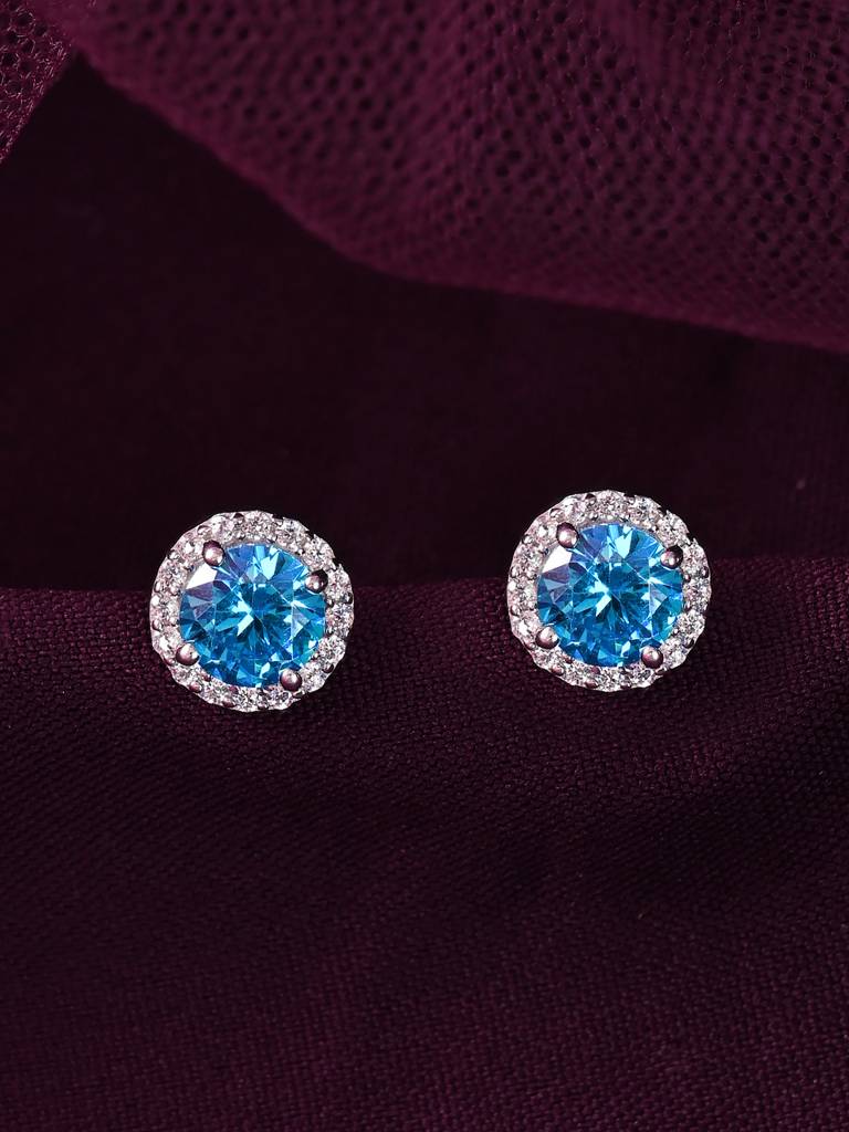 Clara 925 Orsa Blue Solitaire Earrings : CSPSE94