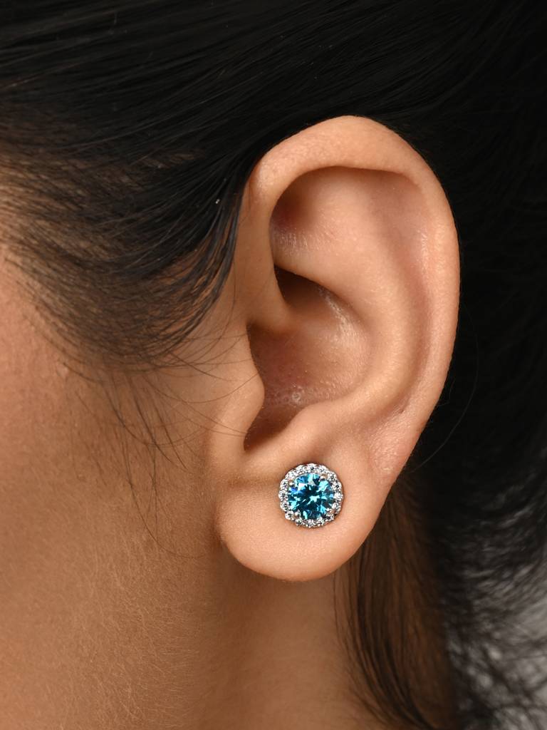 Clara 925 Orsa Blue Solitaire Earrings : CSPSE94