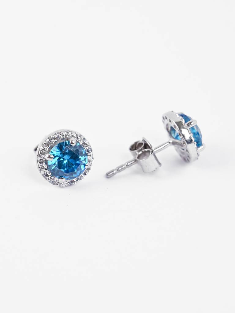 Clara 925 Orsa Blue Solitaire Earrings : CSPSE94