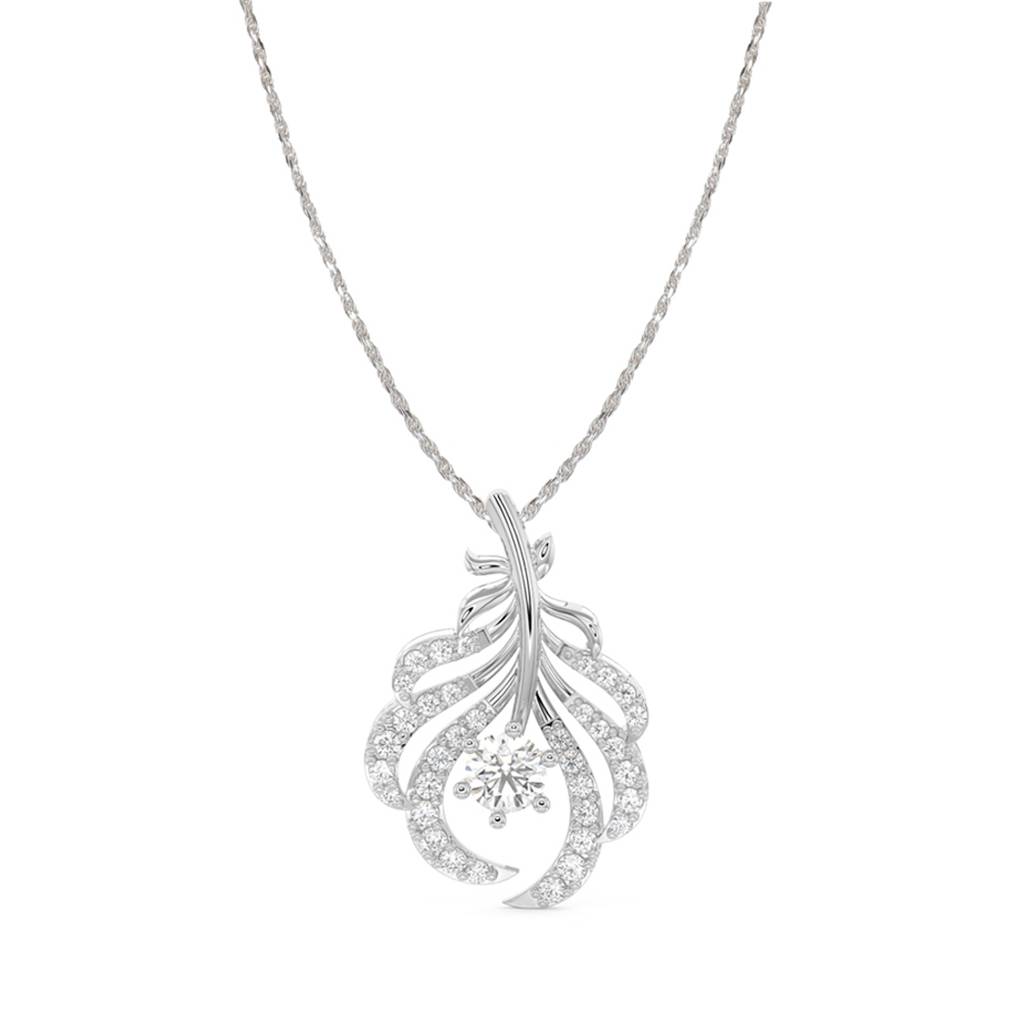 925 Sterling Silver Rhodium Plated Swiss Zirconia Nusa Pendant Chain Necklace Gift For Women And Girls : CSPSP2