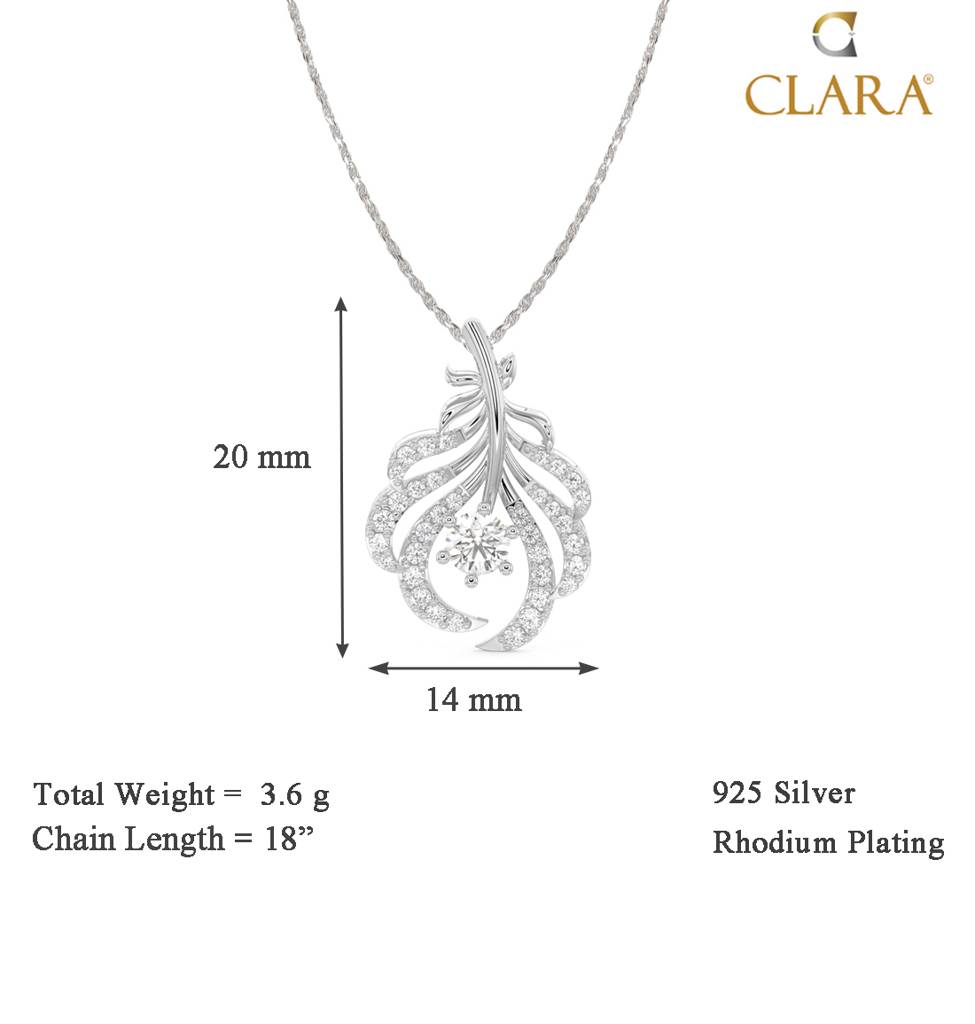 925 Sterling Silver Rhodium Plated Swiss Zirconia Nusa Pendant Chain Necklace Gift For Women And Girls : CSPSP2