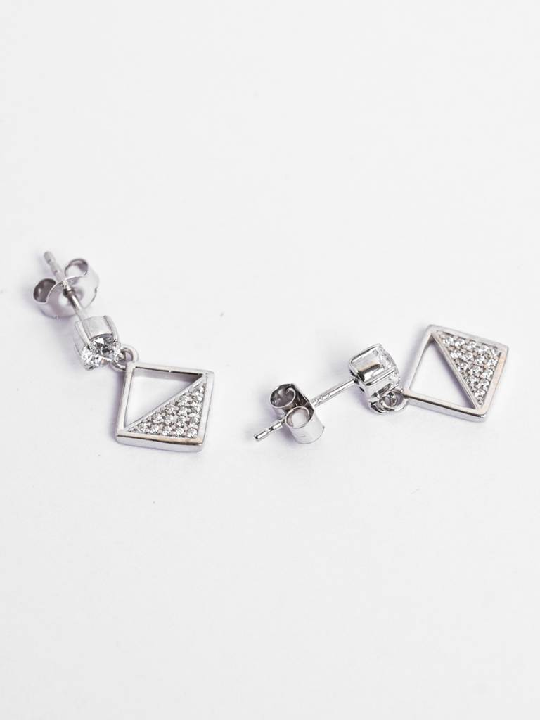 Clara Silver Zeta Square Jewellery Set : CSPSP46E46