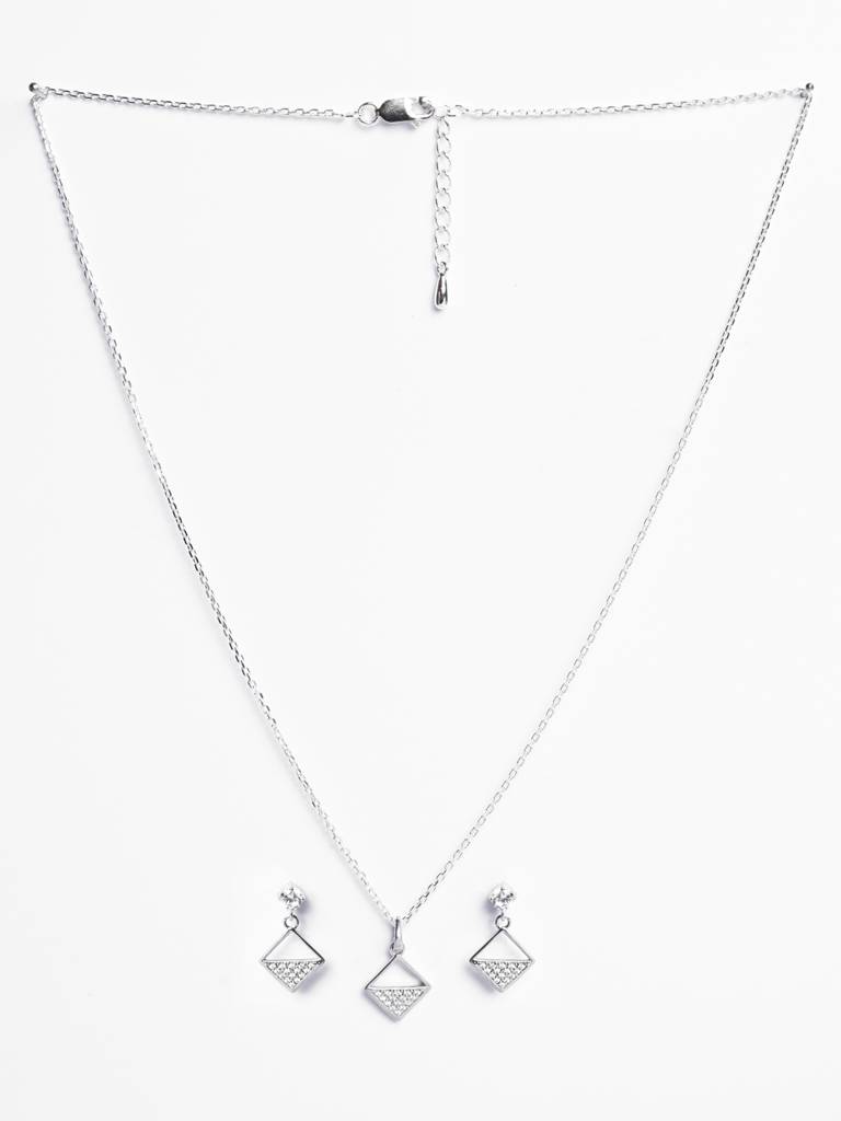 Clara Silver Zeta Square Jewellery Set : CSPSP46E46