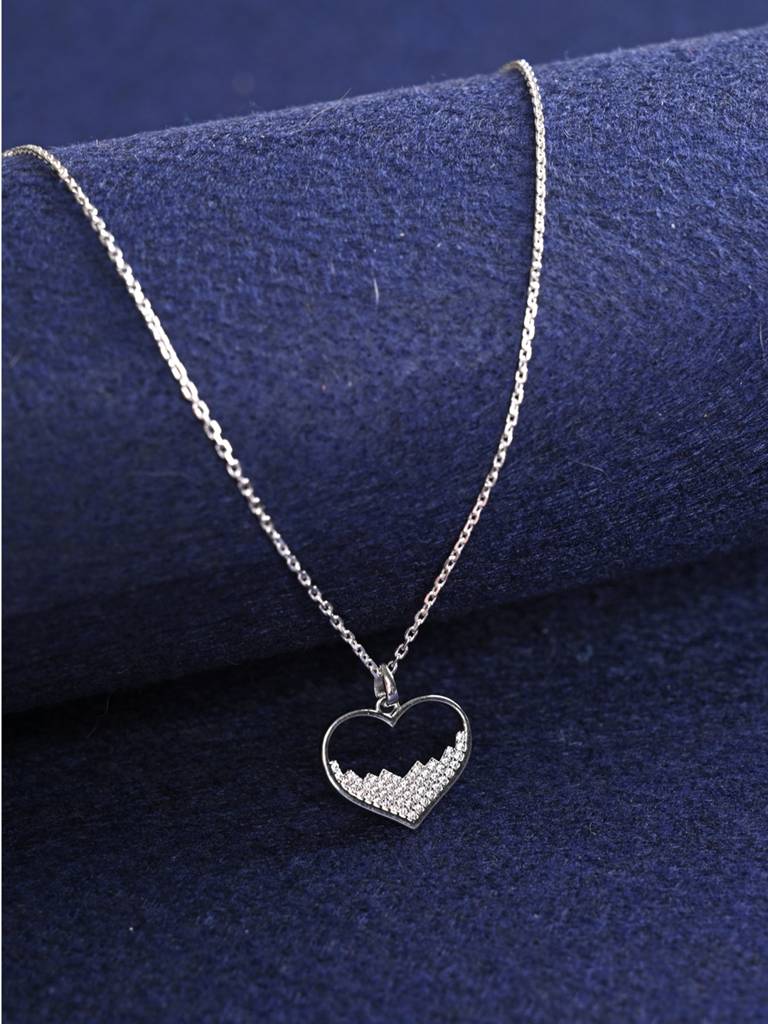 Clara Silver Cuore Heart Chain Necklace : CSPSP48