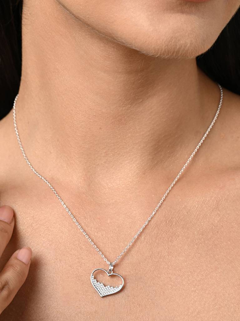 Clara Silver Cuore Heart Chain Necklace : CSPSP48