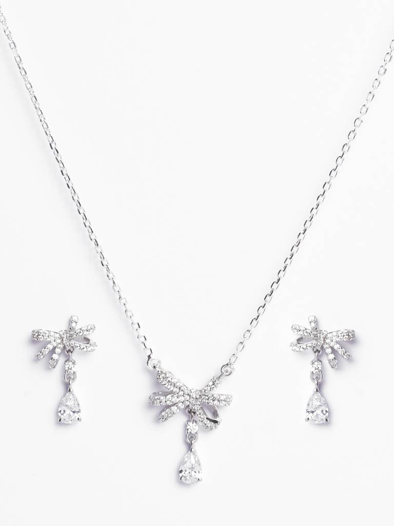 Clara 925 Silver Bow Knot Jewellery Set : CSPSP51E51