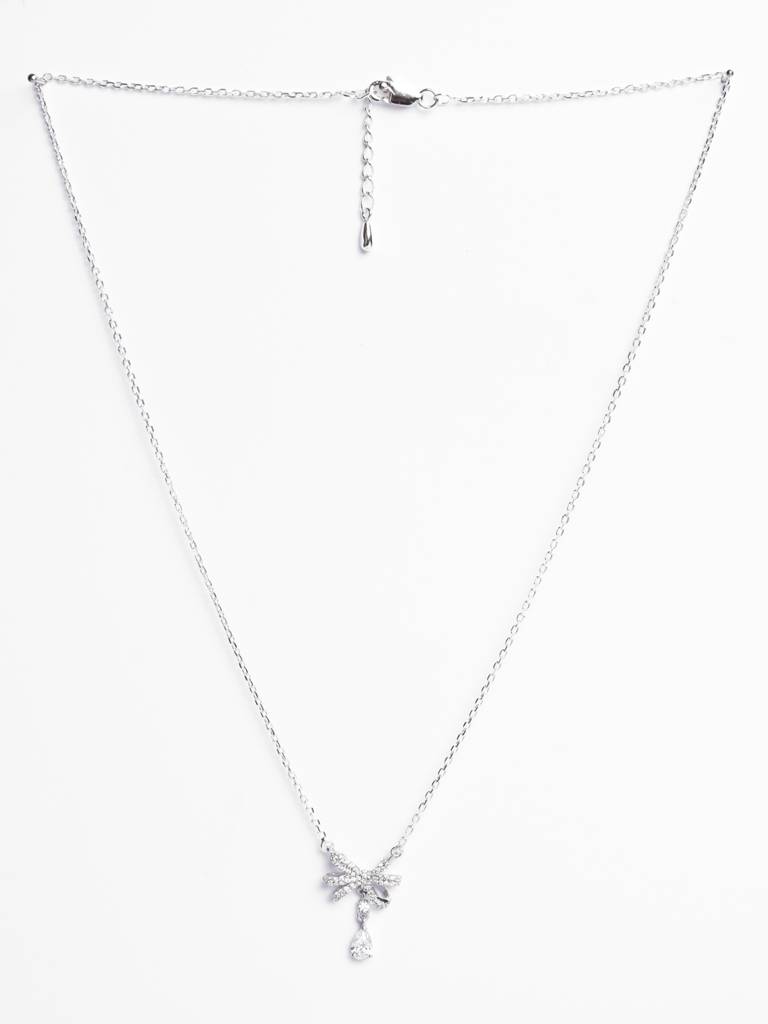 Clara 925 Silver Bow Knot Chain Necklace : CSPSP51