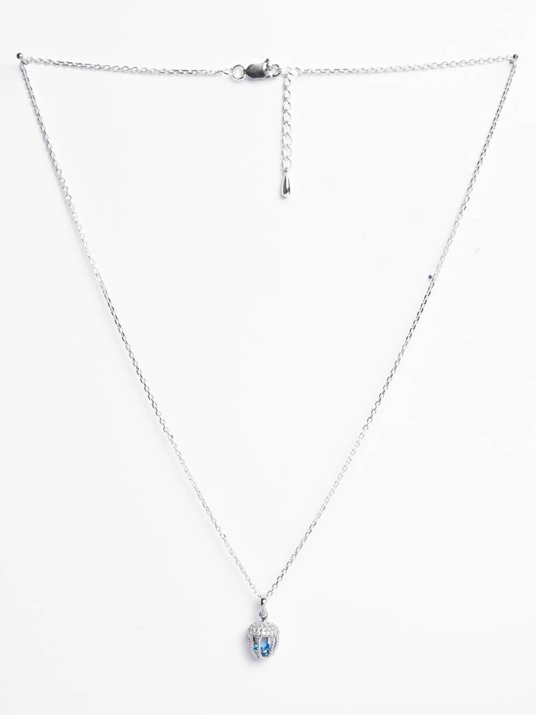 Clara Silver Acorn Blue Chain Necklace : CSPSP52