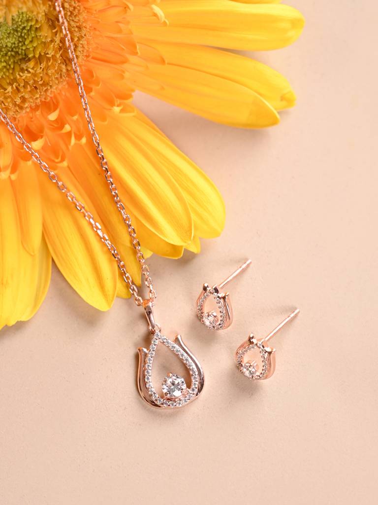Clara 925 Silver Lotus Jewellery Set : CSPSP56E56
