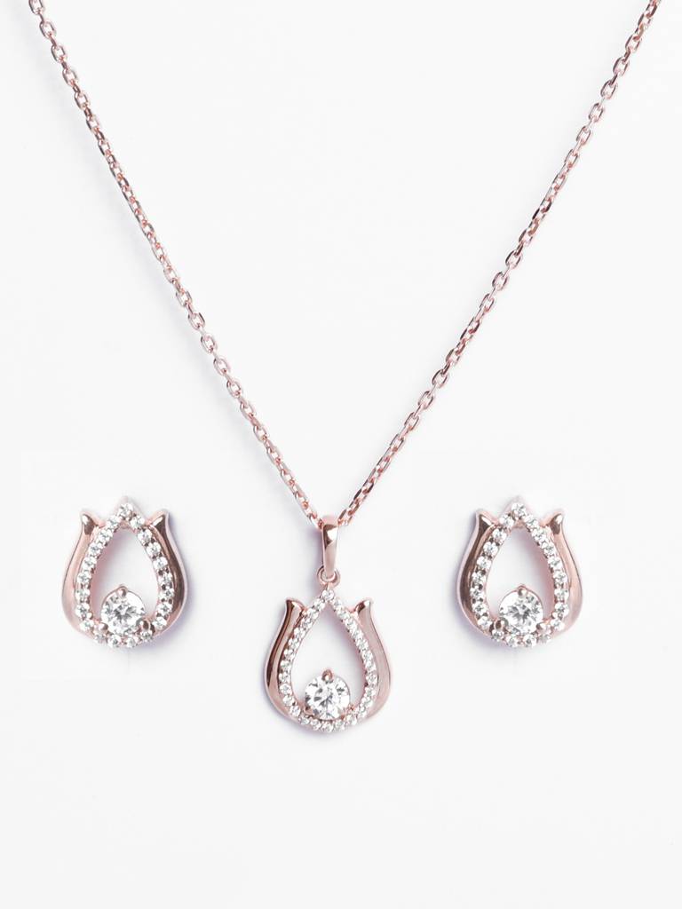 Clara 925 Silver Lotus Jewellery Set : CSPSP56E56
