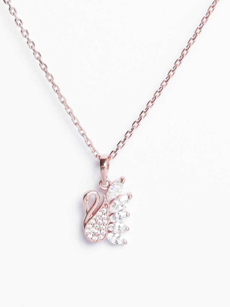 Clara Silver Dancing Swan Chain Necklace : CSPSP57