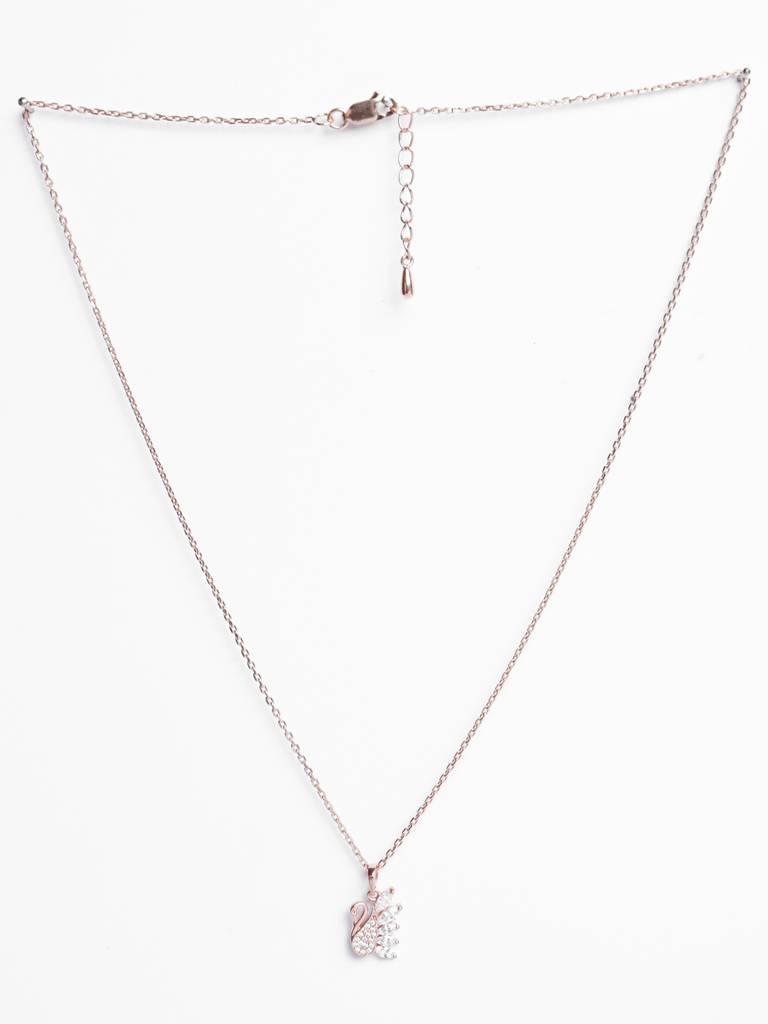 Clara Silver Dancing Swan Chain Necklace : CSPSP57