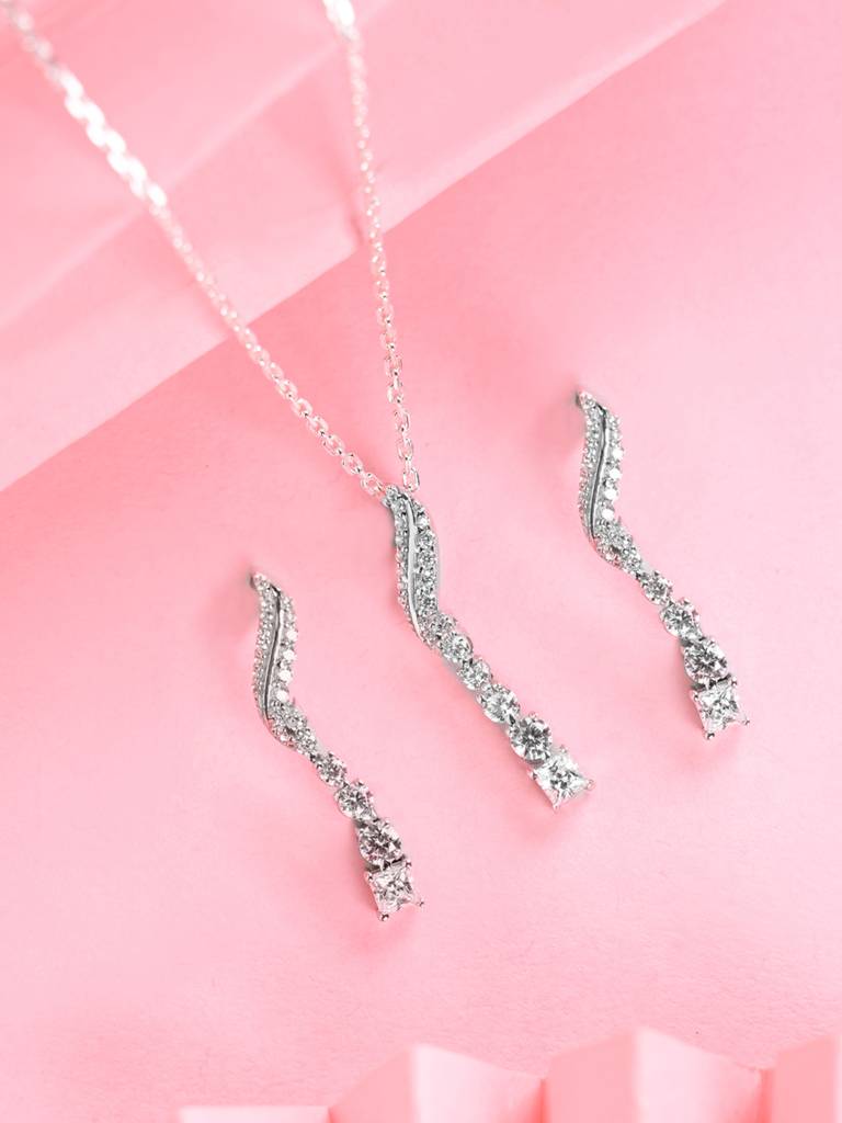 Clara 925 Silver Wave Jewellery Set : CSPSP66E66