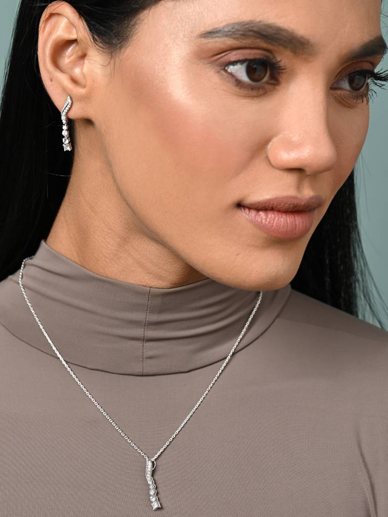 Clara 925 Silver Wave Jewellery Set : CSPSP66E66