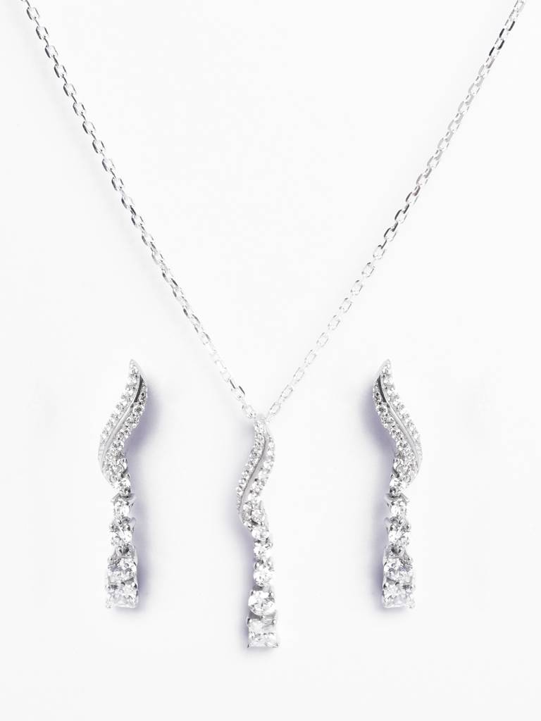 Clara 925 Silver Wave Jewellery Set : CSPSP66E66