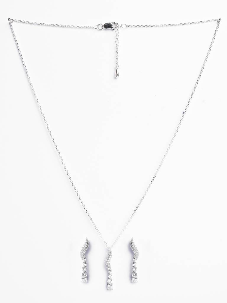Clara 925 Silver Wave Jewellery Set : CSPSP66E66