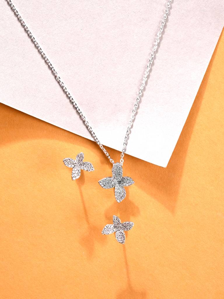 Clara 925 Silver Floral Jewellery Set Sterling Silver Silver