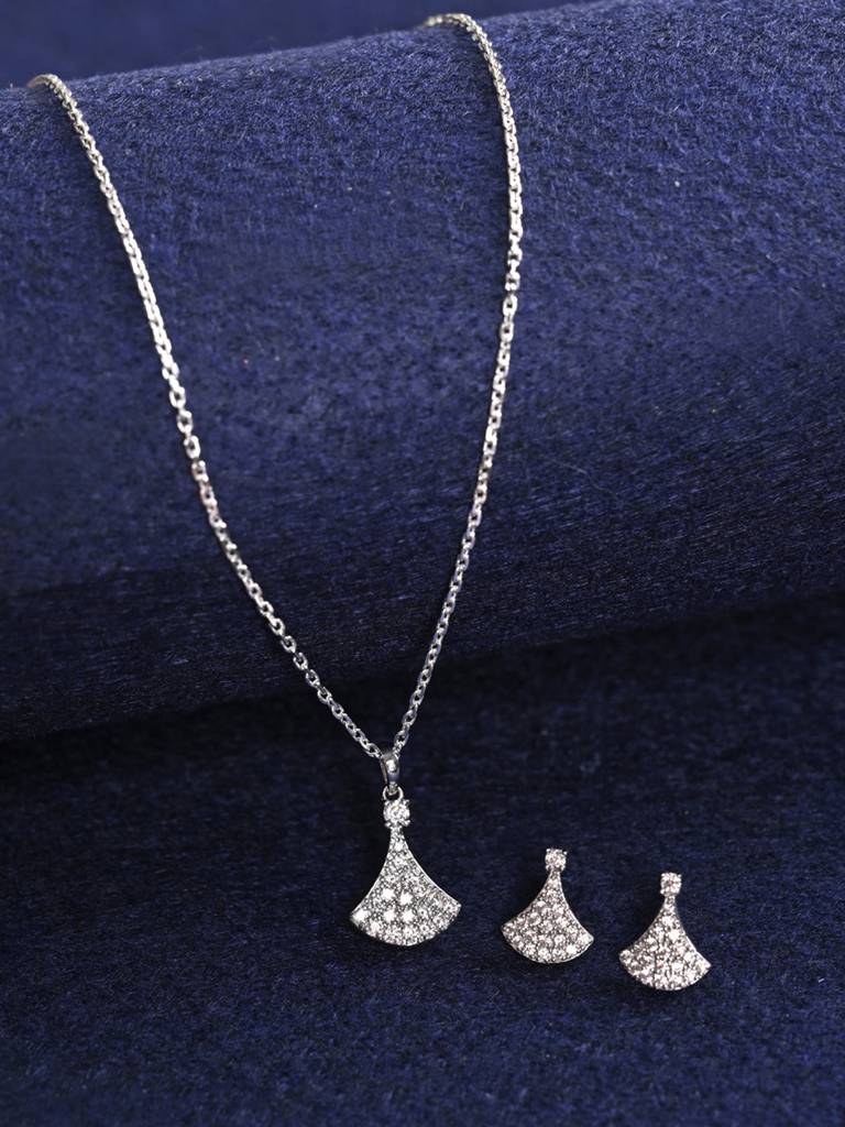 Clara Silver Ginkgo Leaf Jewellery Set : CSPSP69E69