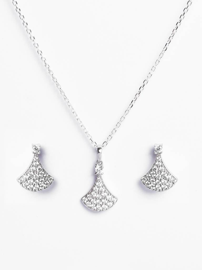 Clara Silver Ginkgo Leaf Jewellery Set : CSPSP69E69