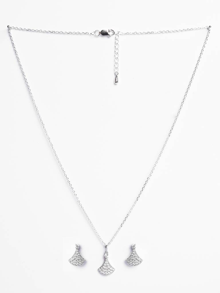 Clara Silver Ginkgo Leaf Jewellery Set : CSPSP69E69