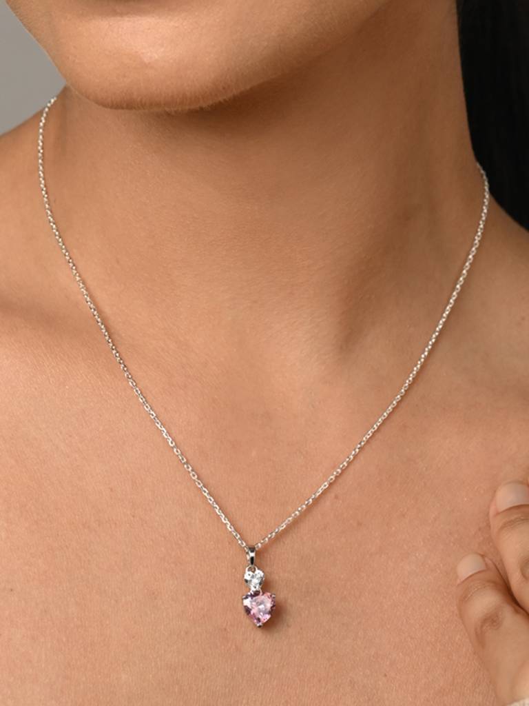 Clara Silver Two Hearts Chain Necklace Sterling Silver Silver