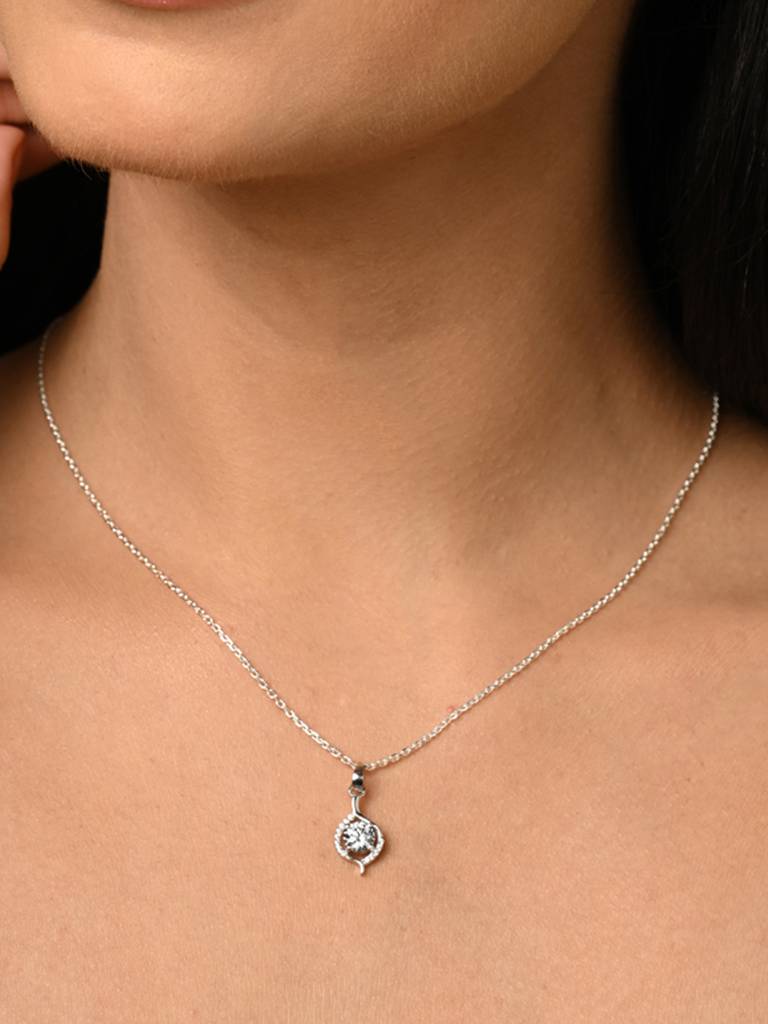 Clara Silver Etta Solitaire Necklace Sterling Silver Silver