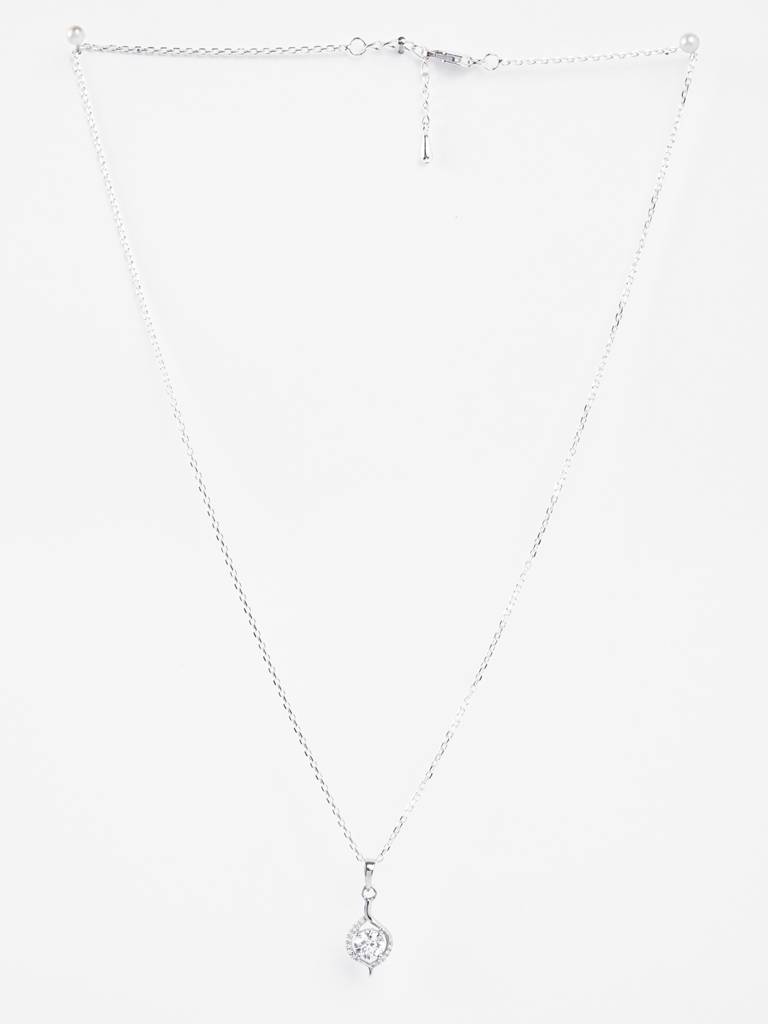 Clara Silver Etta Solitaire Necklace Sterling Silver Silver