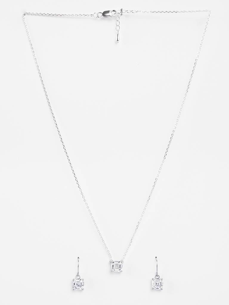 Clara 925 Silver Asscher Solitaire Set : CSPSP88E88