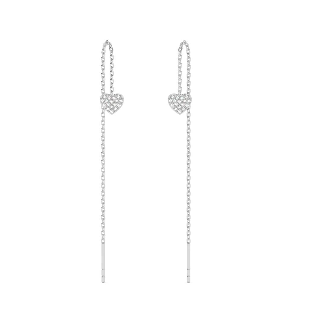 Silver Cute Heart Threader Earring : CSSDE14