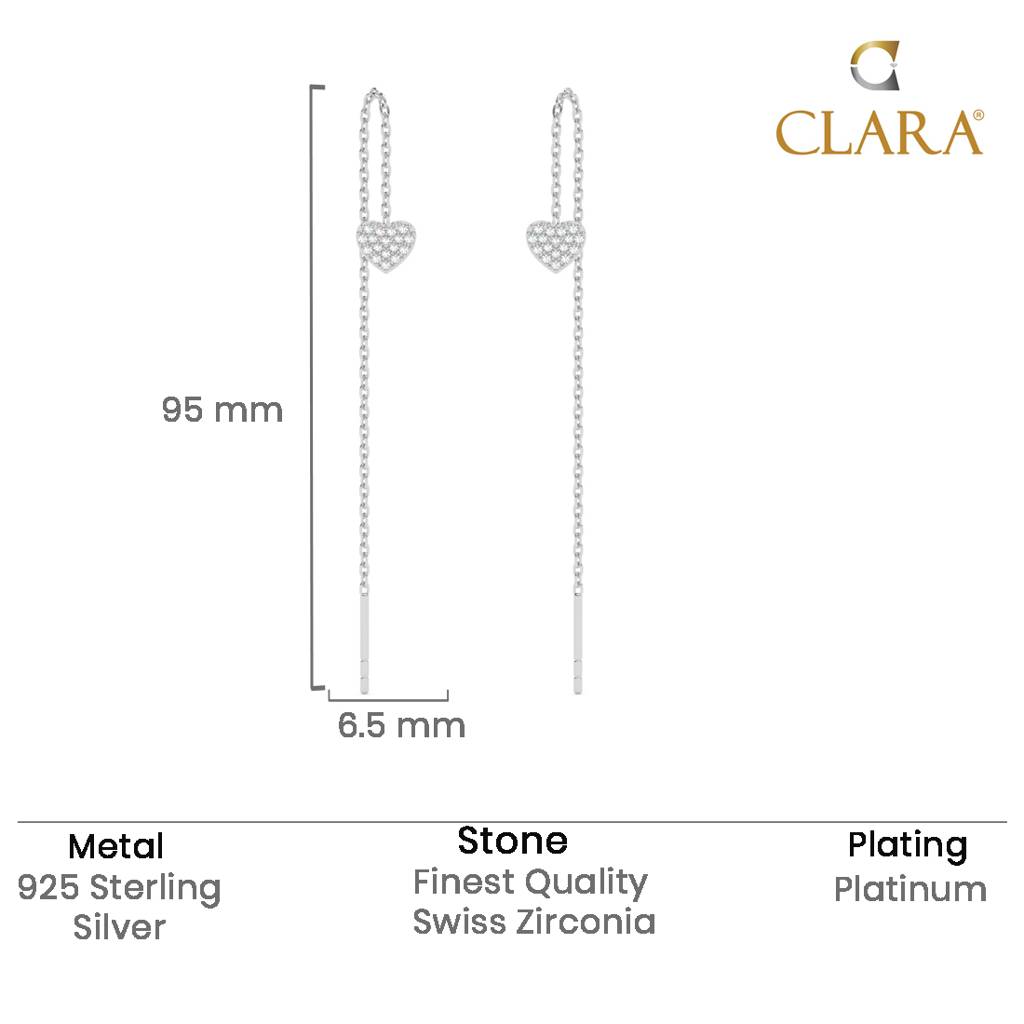 Silver Cute Heart Threader Earring : CSSDE14