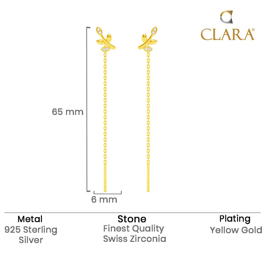 Silver Leafy Long Chain Earrings : CSSDE5