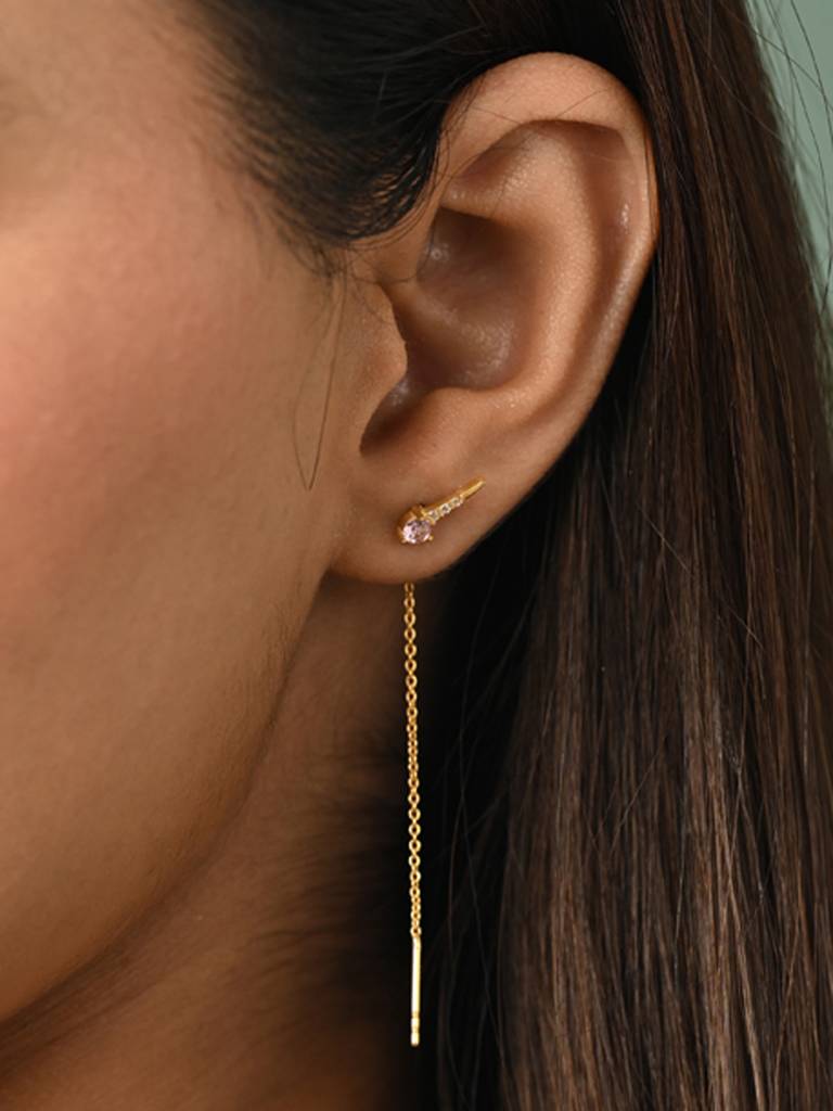 Silver Cara Long Chain Earrings : CSSDE7