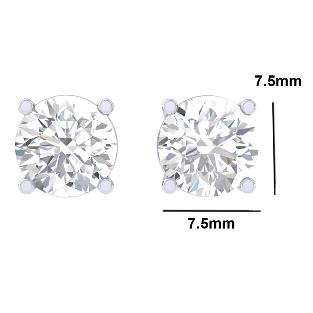 925 Sterling Silver White Gold Plated Round Brilliant Solitaire Stud Earring For Women & Girls : CSSOLE1RD