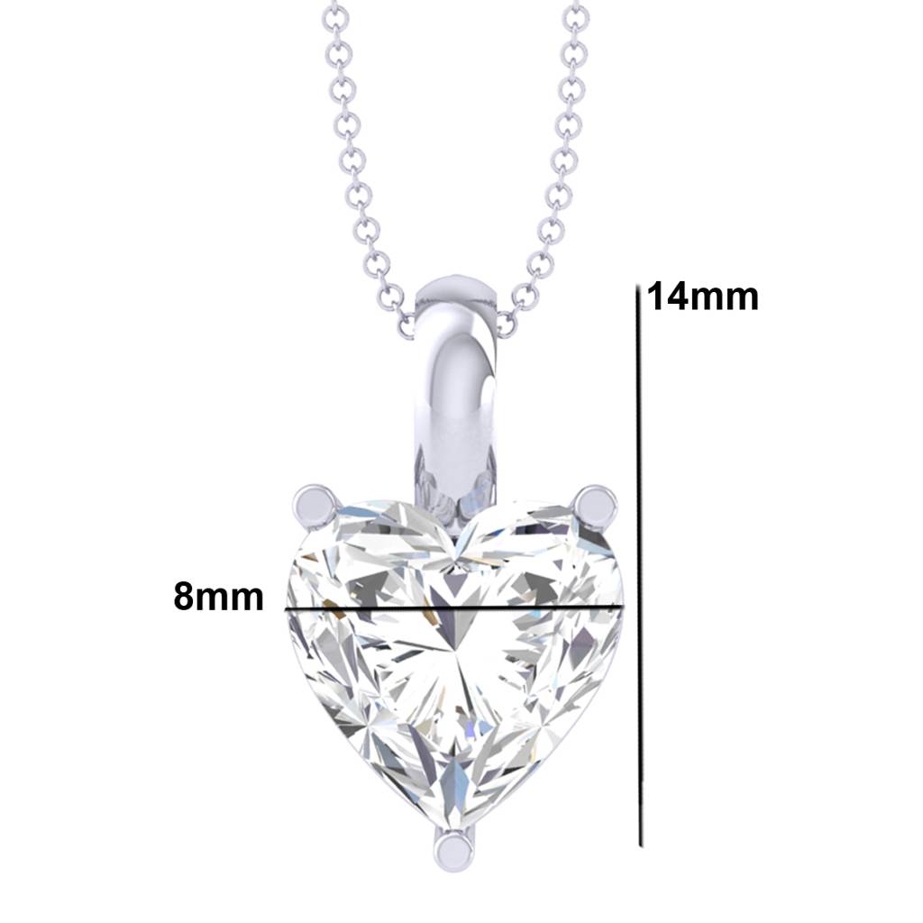 925 Sterling Silver White Gold Plated Heart Solitaire Pendant For Women & Girls : CSSOLP1HT