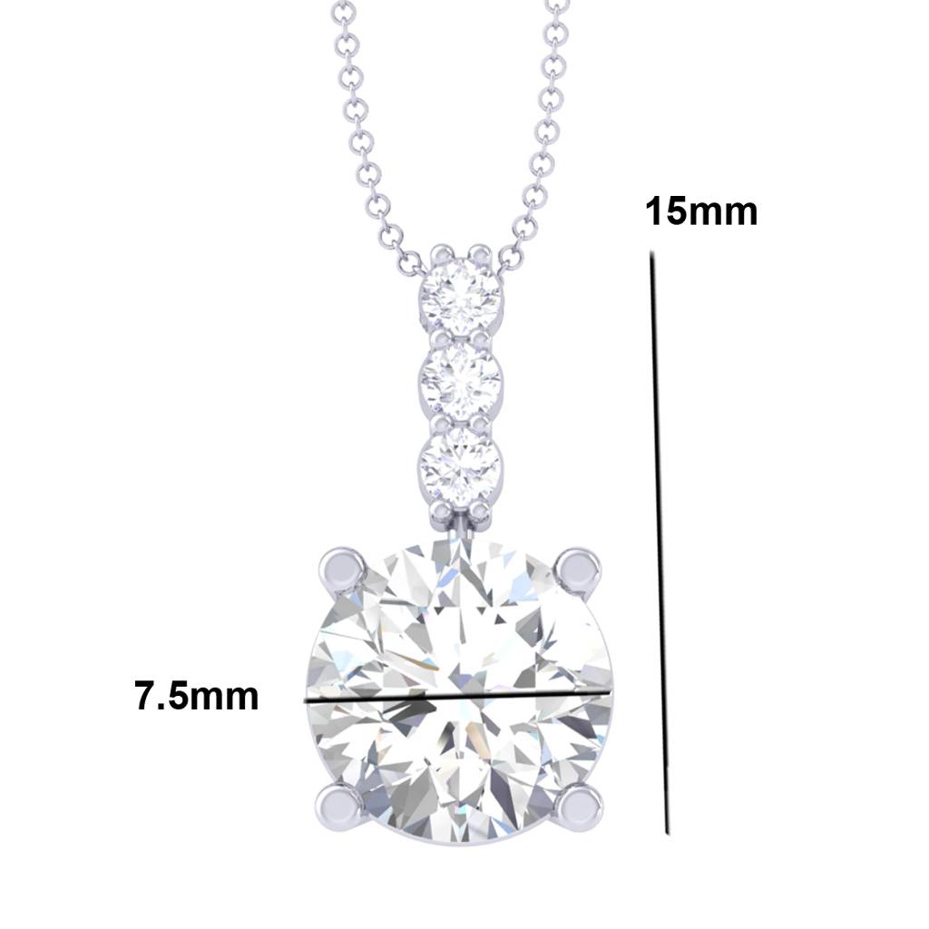 925 Sterling Silver White Gold Plated Round Brilliant Solitaire Pendant For Women & Girls : CSSOLP1RD