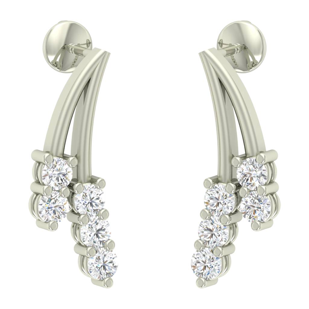 925 Sterling Silver Swiss Zirconia Isla Earring With Screw Back Gift For Women And Girls : CSWZME57