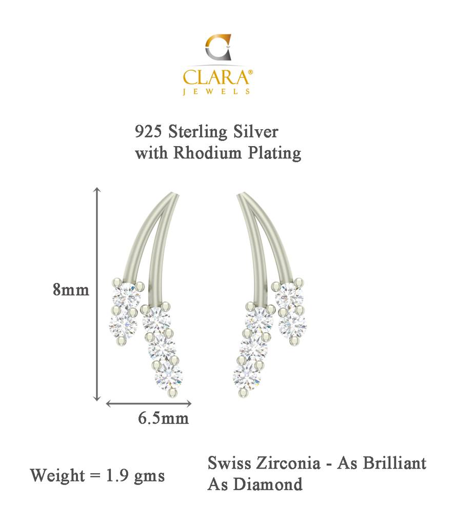 925 Sterling Silver Swiss Zirconia Isla Earring With Screw Back Gift For Women And Girls : CSWZME57