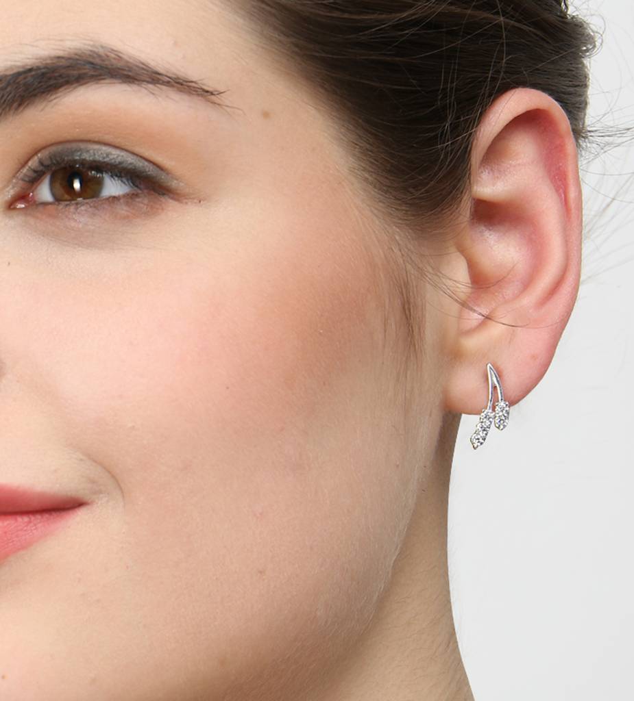925 Sterling Silver Swiss Zirconia Isla Earring With Screw Back Gift For Women And Girls : CSWZME57
