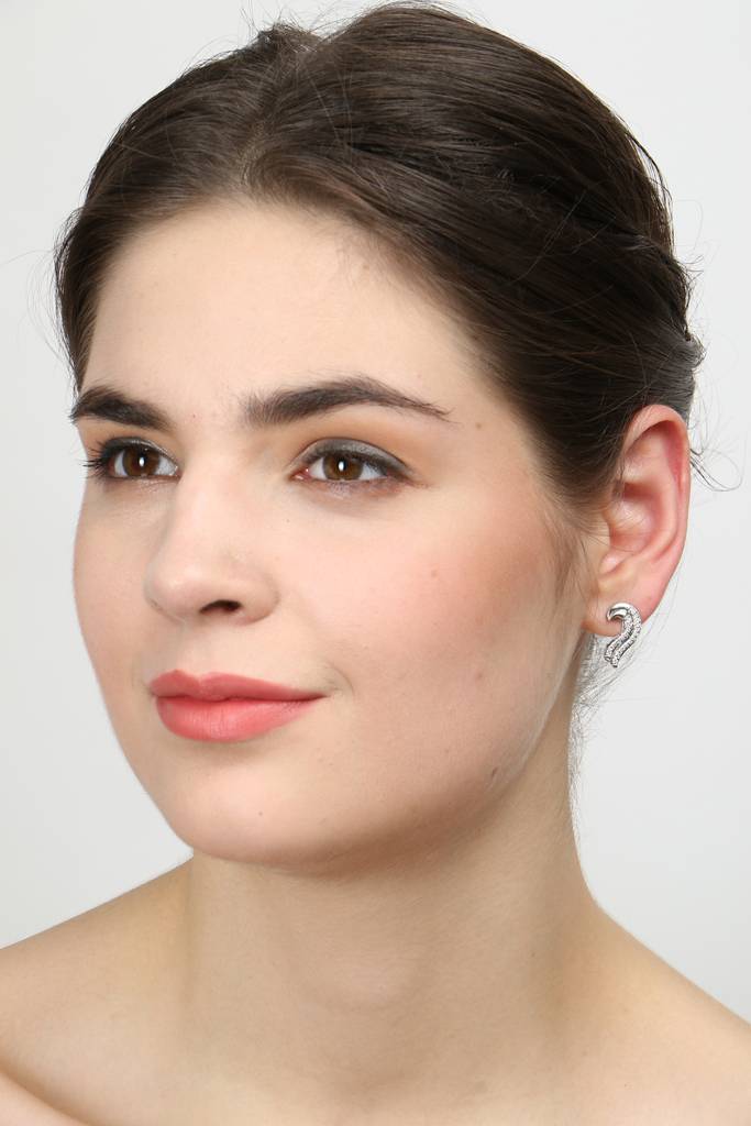 925 Sterling Silver Swiss Zirconia Zoe Earring With Screw Back Gift For Women And Girls : CSWZME60