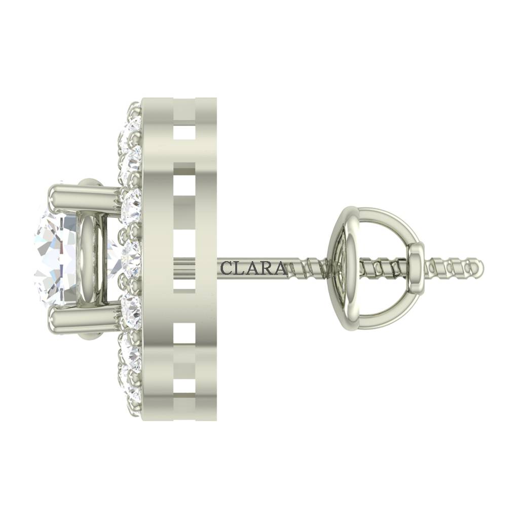 925 Sterling Silver Swiss Zirconia Halo Earring With Screw Back Gift For Women And Girls : CSWZME61