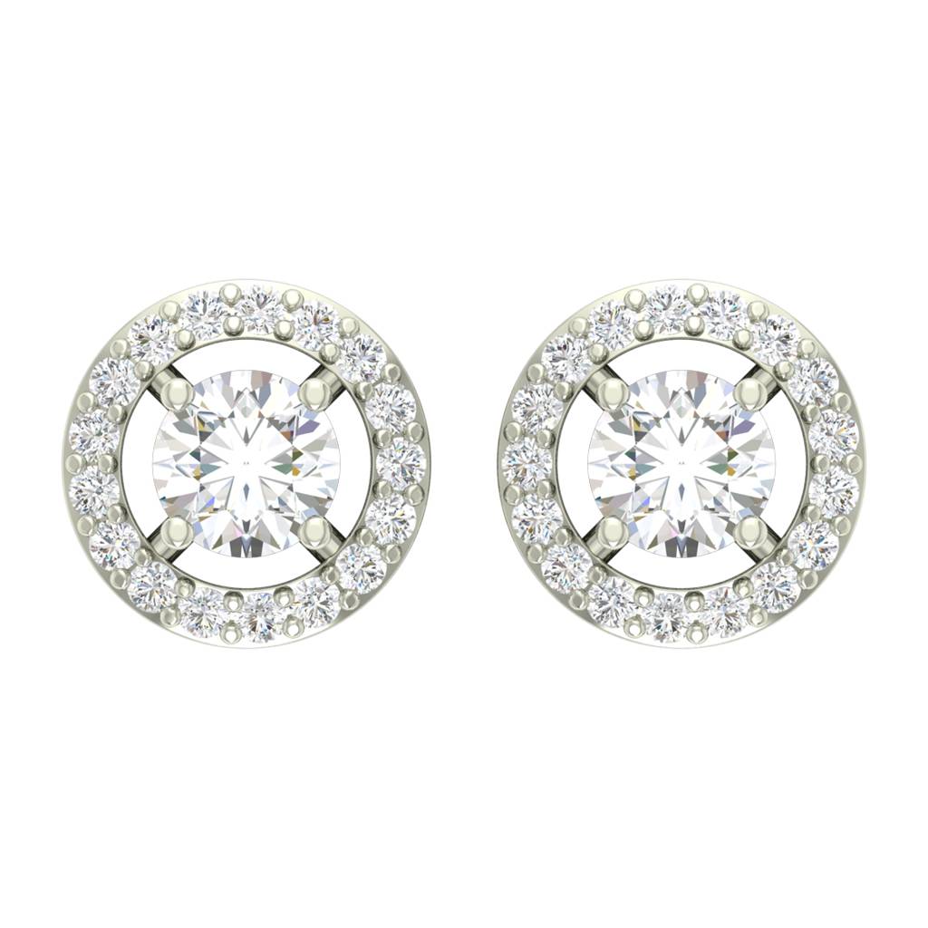 925 Sterling Silver Swiss Zirconia Halo Earring With Screw Back Gift For Women And Girls : CSWZME61