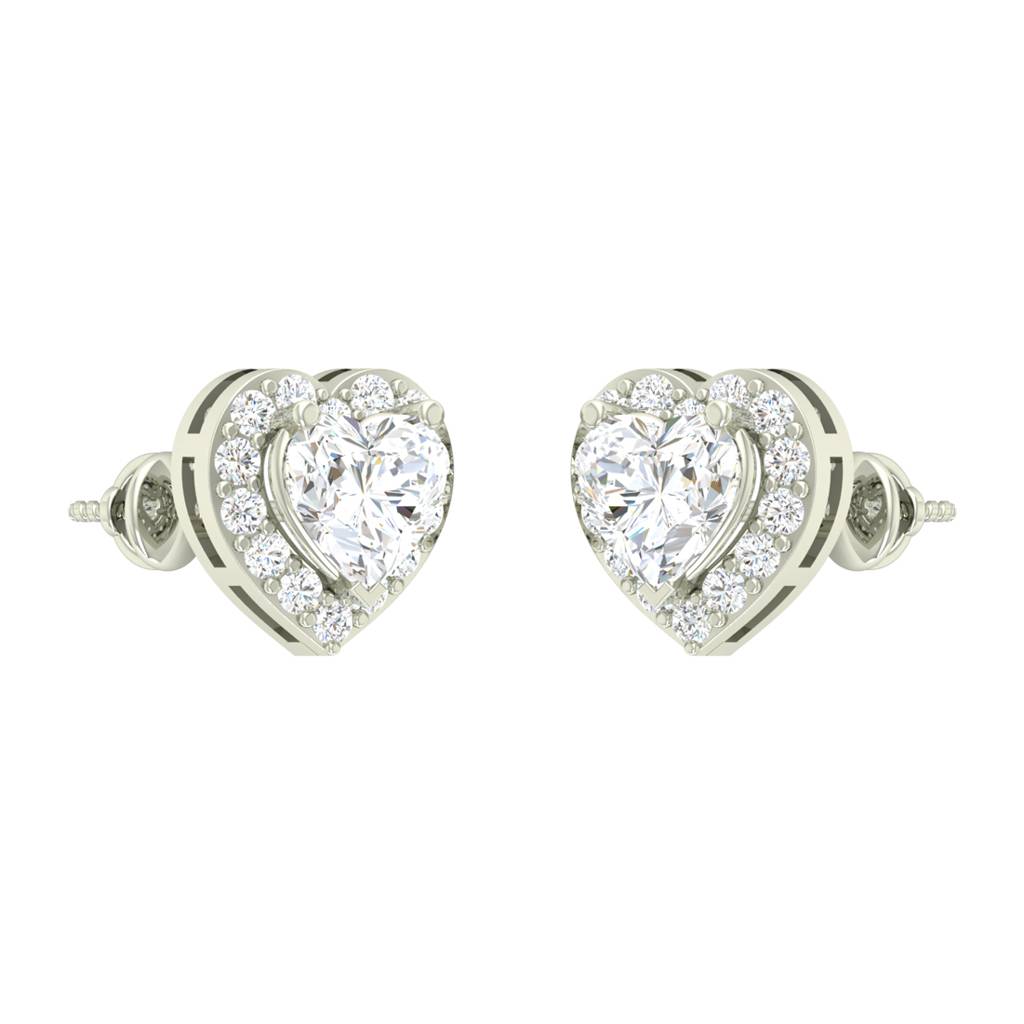 925 Sterling Silver Swiss Zirconia Valentine Earring With Screw Back Gift For Women And Girls : CSWZME66