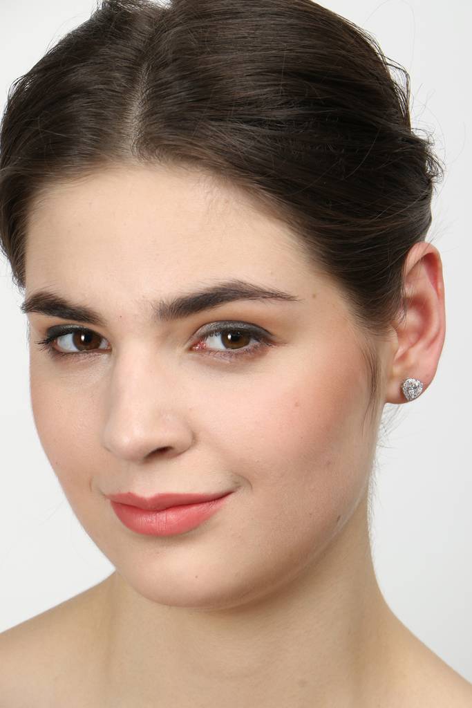 925 Sterling Silver Swiss Zirconia Valentine Earring With Screw Back Gift For Women And Girls : CSWZME66