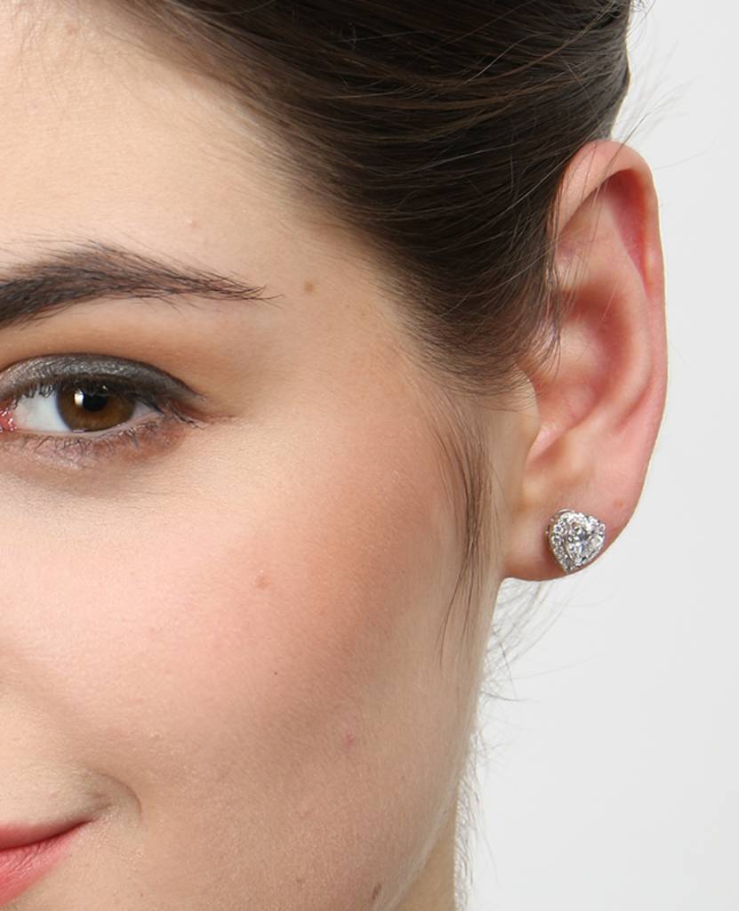 925 Sterling Silver Swiss Zirconia Valentine Earring With Screw Back Gift For Women And Girls : CSWZME66