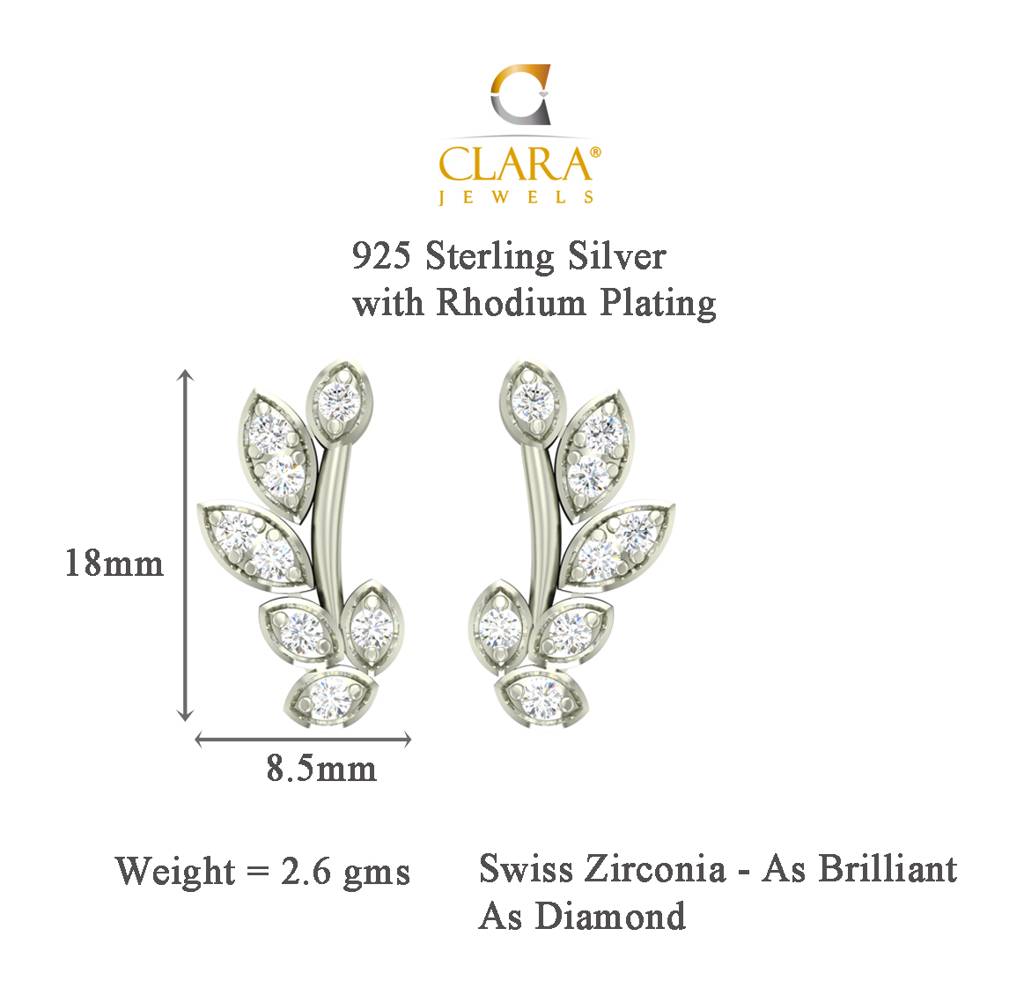 925 Sterling Silver Swiss Zirconia Freya Earring With Screw Back Gift For Women And Girls : CSWZME73