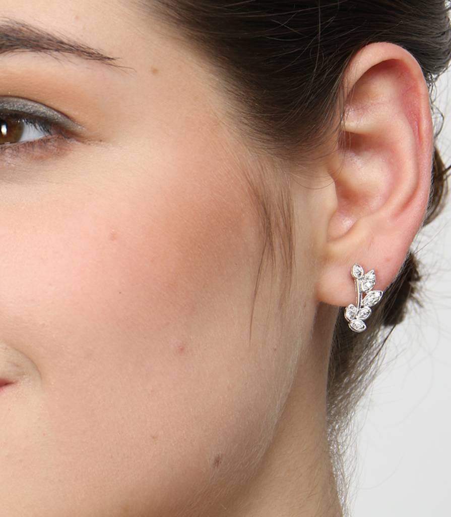 925 Sterling Silver Swiss Zirconia Freya Earring With Screw Back Gift For Women And Girls : CSWZME73